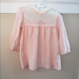 Vintage Friemanit Pink White Sweater Dress 6-9 Months